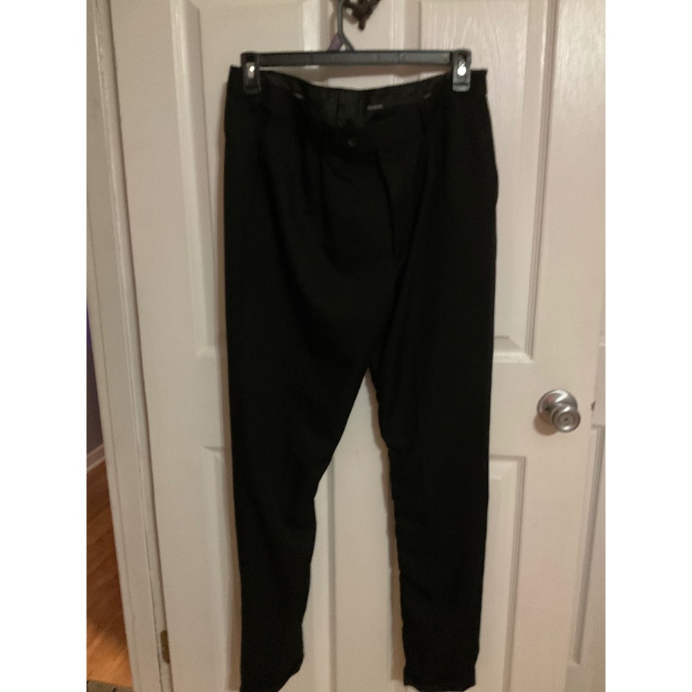 George Mens Black Dress Pants 34x34 Flat Front Straight Leg Slacks GN37629